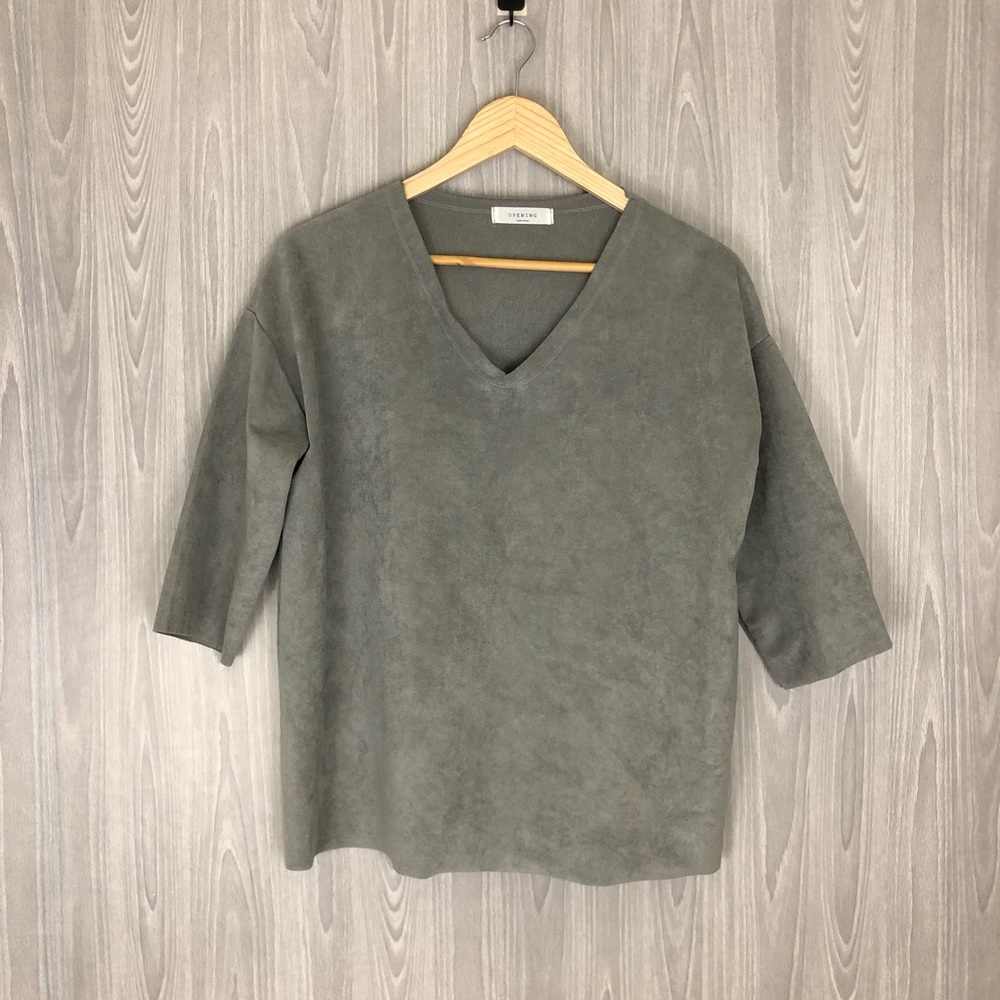 Faux Suede Raw Cut Boxy Top